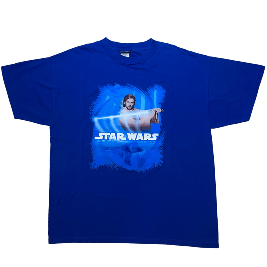 2002 Episode II Star Wars Obi Wan Blue Graphic Tee